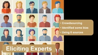 Eliciting Experts
• Crowdsourcing
• Identified some bias
• Using 6 sources
 
