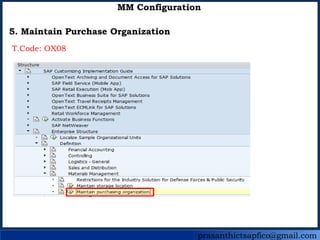prasanthictsapfico@gmail.com
MM Configuration
5. Maintain Purchase Organization
T.Code: OX08
 