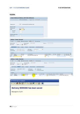 SAP – FISD CUSTOMIZING GUIDE FI-SD INTEGRATION
48 | P a g e
VL01N:
 