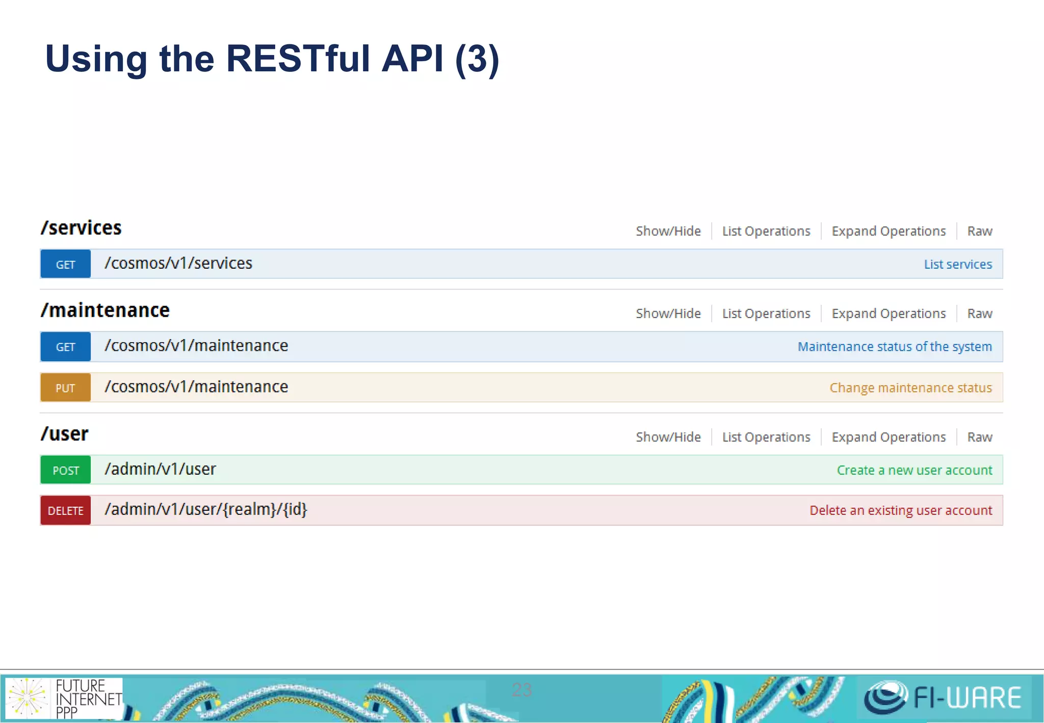 Using the RESTful API (3) 
23 
 