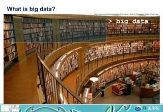 What is big data? 
3 
http://commons.wikimedia.org/wiki/File:Interior_view_of_Stockholm_Public_Library.jpg 
> big data 
 