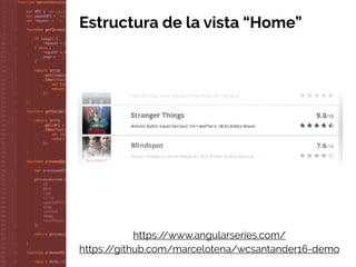 https://github.com/marcelotena/wcsantander16-demo
https://www.angularseries.com/
Estructura de la vista “Home”
list-item
h...