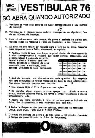 UFMG Provas Antigas 1976 rosa - Conteúdo vinculado ao blog      http://fisicanoenem.blogspot.com/   