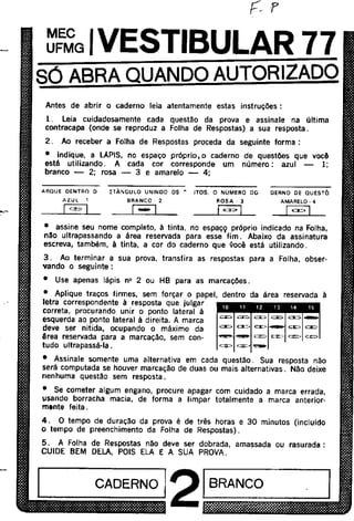 UFMG Provas Antigas 1977 branca - Conteúdo vinculado ao blog      http://fisicanoenem.blogspot.com/   