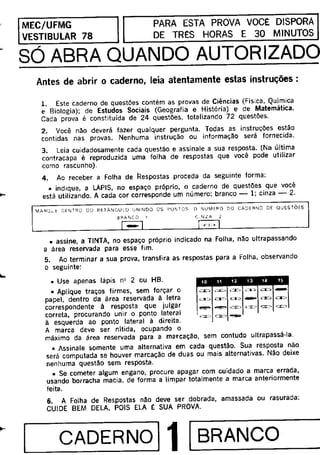 UFMG Provas Antigas 1978 branca - Conteúdo vinculado ao blog      http://fisicanoenem.blogspot.com/   