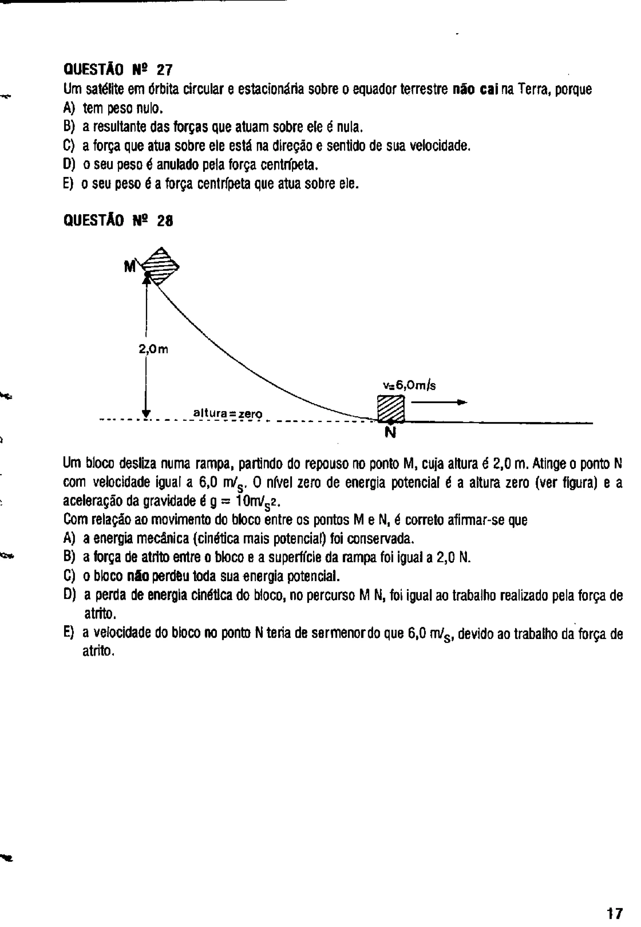 UFMG Provas Antigas 1989 fechada - Conteúdo vinculado ao blog http://fisicanoenem.blogspot.com/