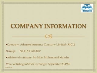 Presentation on Adamjee Insurance | PPTX