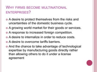 why do firms become multinational