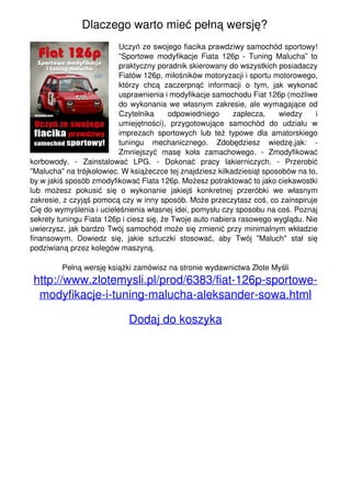 Fiat 126p. Sportowe modyfikacje i tuning malucha / Aleksander Sowa