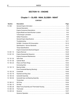 2 INDEX
SECTION 10 – ENGINE
Chapter 1 – SL45B - N844, SL55BH - N844T
CONTENT
Section Description Page
10 000 General Engin...