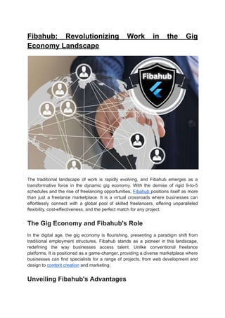 Fibahub-Revolutionizing Work in the Gig Economy Landscape