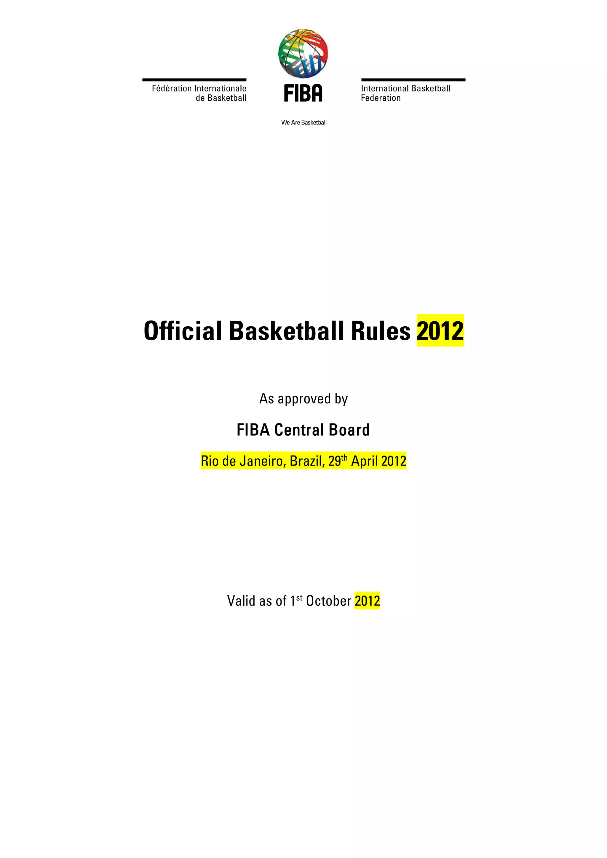 FIBA Official Basketball Rules 2012 PDF