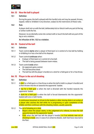 FIBA Official Basketball Rules 2020 (yellowtracking_v1.0) | PDF