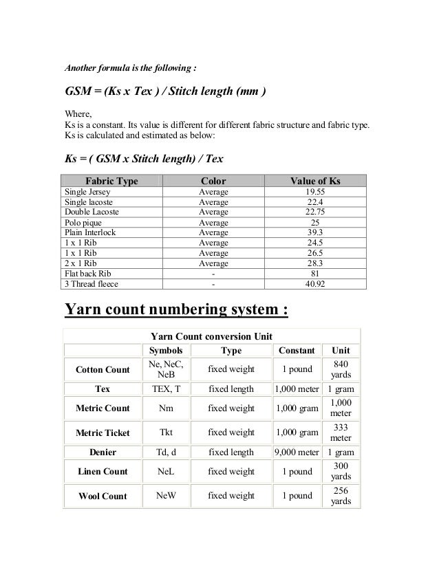 textile fiber yarn lacoste conversion chart