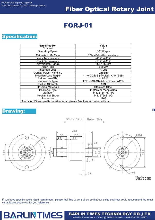 Fiber optical rotary joint, Fiber optical slip ring