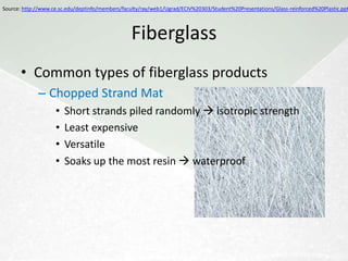 Resin Processing
                                         Polymerization
Source: http://www.umaine.edu/adhesion/gardner/5502002/polyester%20resins.pdf
                                                                  Source: http://chem.chem.rochester.edu/~chem424/epoxy.htm
      Polyester                                                    Epoxy
 