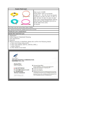 Fiber optic cable headway product list | PDF