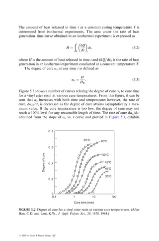 120. C.T. Sun, Intelligent tailoring of composite laminates, Carbon, 27:679 (1989).
121. L.A. Mignery, T.M. Tan, and C.T. Sun, The use of stitching to suppress delamina-
tion in laminated composites, Delamination and Debonding, ASTM STP, 876:371
(1985).
122. J.H. Byun, J.W. Gillespie, and T.W. Chou, Mode I delamination of a three-
dimensional fabric composite, J. Compos. Mater., 24:497 (1990).
123. W.S. Chan and O.O. Ochoa, Suppression of edge delamination by terminating a
critical ply near edges in composite laminates, Key Engineering Materials Series,
Vol. 37, Transtech Publications, p. 285 (1989).
124. C.T. Sun and G.D. Chu, Reducing free edge effect on laminate strength by edge
modification, J. Compos. Mater., 25:142 (1991).
PROBLEMS
P4.1. The load–strain data obtained in a tension test of a unidirectional
carbon fiber–epoxy composite are given in the following table. Speci-
men dimensions are length ¼ 254 mm, width ¼ 12.7 mm, and thick-
ness ¼ 1.4 mm.
1. Determine the tensile modulus and Poisson’s ratio for each fiber
orientation
2. Using Equation 3.45, determine the shear modulus, G12 of this
material and then verify the validity of Equation 3.46 for the 458
orientation
Load (N) Transverse Strain, %
Axial Strain, % 08 458 908 08 458 908
0.05 2130 130 67 0.012 0.00113 0.0004
0.10 4270 255 134 0.027 0.0021 0.001
0.15 6400 360 204 0.041 0.0029 0.0014
0.20 8620 485 333 0.054 0.0038 0.0019
0.25 — 565 396 — 0.0048 0.0025
P4.2. The following tensile modulus (Exx) values were calculated from
the tensile stress–strain diagrams of 308 carbon fiber–epoxy off-axis
specimens:
L=w Exx(106
psi)
2 2.96
4 2.71
8 2.55
ß 2007 by Taylor  Francis Group, LLC.
 