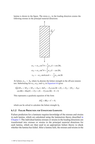 P5.16. One common specimen used in testing the quality of materials in fila-
ment winding is the Naval Ordnance Laboratory (NOL) ring, which
contains only circumferential fibers. The specimen dimensions are
shown in the figure.
D
b
d
d=1.52 mm (0.06 in.)
b=6.35 mm (0.25 in.)
D=146.05 mm (5.75 in.)
Develop a method of producing NOL ring specimens and the test
techniques that can be used to measure the tensile, compressive, inter-
laminar shear, and in-plane shear strengths using such specimens. Dis-
cuss the advantages and disadvantages of NOL ring tests compared with
the test methods presented in Chapter 4.
P5.17. List material (both resin and preform), process, and tool design param-
eters that may influence the quality of a resin transfer molded part.
P5.18. In an LCM process, liquid resin is injected under isothermal condition
through a dry-fiber bed at a constant pressure Po. Assuming that the
flow is one-dimensional and is in the x direction, show that the fill time t
is proportional to x2
, where x is the fill distance in time t.
P5.19. RTM is used to mold 500 mm long 3 50 mm wide 3 2.5 mm thick E-glass
fiber-reinforced epoxy plates. The following details are given.
vf ¼ 32%, rf ¼ 2:54 g=cm3
, rm ¼ 1:2 g=cm3
,
Permeability (P) ¼ 4  104
mm2
:
The resin viscosity during mold filling ¼ 1.15 3 106
MPa s.
The gate is located at one of the edges normal to 500 mm length of the
flat plate mold.
ß 2007 by Taylor  Francis Group, LLC.
 