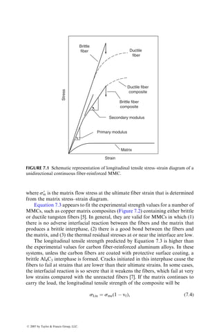 1. Atomic oxygen (AO) degradation: Atomic oxygen is the major compon-
ent in the LEO atmosphere. On prolonged exposure, it can substantially
reduce the thickness of carbon fiber-reinforced epoxy tubes and reduce
their properties. The AO degradation of such tubes can be controlled by
wrapping them with a thin aluminum foil or by cladding them with an
aluminum layer.
2. Damage due to thermal cycling: It is estimated that the space station,
orbiting at 250 nautical miles with an orbital period of 90 min, will
experience 175,000 thermal cyclings during a 30 year service life. Unless
protected by reflective aluminum coatings, the transient temperature
variation may range from 628C to 778C. In the ‘‘worst case’’ situation,
for example, when the tube is always shadowed, the lowest steady-state
temperature may reach 1018C.
3. Damage due to low-velocity impact during assembly or due to extravehi-
cular activities. This type of damage may occur when two tubes acciden-
tally strike one another or when a piece of equipment strikes the tube.
These incidents can cause internal damages in the tube material and
reduce its structural properties. They can also damage the AO protective
coating and expose the tube material to atomic oxygen.
Since the tubes have large slenderness ratios (length-to-diameter ratios) and are
subjected to axial loading, column buckling is considered to be the primary
failure mode. Using Euler’s buckling formula for pin-ended columns, the
critical axial force is written as
Pcr ¼
p2
EI
L2
, (6:41)
where
E ¼ axial modulus for the tube material
I ¼ moment of inertia of the tube cross section
L ¼ tube length
Setting Pcr ¼ 5.33 kN, the minimum allowable flexural stiffness (EI) is
calculated as 26.49 kN m2
for the 7 m long diagonal tubes and 13.51 kN m2
for
the 5 m long nondiagonal tubes.
The CTE requirement for the entire tube including its end fittings is 0 ± 0.9 3
106
=8C. Assuming that the end fittings are made of aluminum and are 5% of the
total length, the CTE requirement for the tube is 0.635 ± 0.5 3 106
=8C.
Bowles and Tenney [40] used the lamination theory to calculate the axial
modulus (E) and CTE for several carbon fiber-reinforced composites. The first
three composites are 1778C (3508F) cure carbon fiber–epoxies containing either
T-300, T-50, or P-75 carbon fibers (having Ef ¼ 207, 344.5, and 517 GPa,
respectively). Two different ply orientations were examined for each of these
material systems:
ß 2007 by Taylor  Francis Group, LLC.
 