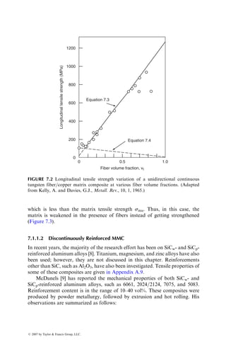 1. [15=0=±10=0=15]S, containing only small-angle off-axis plies to pro-
vide high axial modulus and low CTE
2. [60=0=±10=0=60]S, containing 608 and 608 plies to provide higher
hoop modulus and strength than (1); but lower axial modulus and
higher CTE than (1).
A hybrid construction with ply orientations as just described but containing
T-50 carbon fiber–epoxy in the ±158 and ±608 plies and P-75 carbon fiber–
epoxy in the 08 and ±108 plies was also investigated. For AO protection, thin
aluminum foils (0.05 mm thick) were used on both inside and outside of the
tubes made of these materials. A 0.075 mm thick adhesive layer is used between
the aluminum foil and the composite tube. The fourth material was a sandwich
construction with unidirectional P-75 carbon fiber-reinforced epoxy in the core
and 0.125–0.25 mm thick aluminum claddings in the skins.
Figure 6.25 shows the axial modulus vs. CTE values for all composite
laminates investigated by Bowles and Tenney. It appears that the CTE require-
ment is met by the following materials=constructions:
1. [15=0=±10=0=15]S T-50 carbon fiber–epoxy
2. Both P-75 carbon fiber–epoxy laminates
3. Hybrid construction
CTE
(10
−6
/
⬚C)
E (GPa)
E (Msi)
0.9
1.8
0
−1.8
0
0 138
69 207 276 345
10 20 30 40 50
−0.9
T50
C/Ep
P75 C/Ep
T50 C/Ep in 15  60⬚ plies
P75 C/Ep in other plies
P75 C/Ep, Al clad
P100 C/Al
T300
C/Ep
[15/0/±10/0/−15]S
[60/0/±10/0/−60]S
FIGURE 6.25 Axial modulus vs. CTE values for various laminates considered for space
station truss structure tubes. (Adapted from Bowles, D.E. and Tenney, D.R., SAMPE
J., 23, 49, 1987.)
ß 2007 by Taylor  Francis Group, LLC.
 