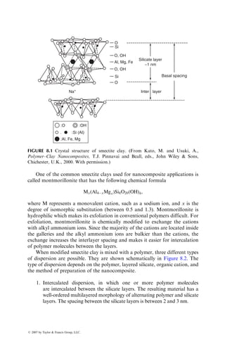 to failure, whereas that for the composite is linear up to 340 MPa. The
load–deflection diagram becomes nonlinear at this stress due to matrix
cracking on the tension side of the flexural specimen.
3. Random fiber orientation of short carbon fibers produces flexural
strengths that are lower than that of borosilicates; however, the fracture
energy (work of fracture) increases with fiber volume fraction, as shown
in Figure 7.12.
Prewo and Brennan [29] have reported that carbon fiber-reinforced borosilicate
glass retains its flexural strength up to 6008C. Above this temperature, the
composite strength is reduced due to matrix softening. Thus, although glass
matrix is attractive for its lower processing temperature, its application tempera-
ture is limited to 6008C. An alternative is to replace glass with a glass-ceramic,
such as lithium aluminosilicate (LAS), which increases the use temperature to
10008C or higher. Since carbon fibers are prone to oxidation above 3008C, they
400
1: Carbon fibers (aligned)
in borosilicate glass
2: Carbon fibers (random)
in borosilicate glass
3: Carbon fibers
in Mg0
4: Carbon fibers
in glass-ceramic
1
2
3
4
300
200
100
0
0 10 20 30
Fiber volume fraction
Work
of
fracture
(J/m
2
)
40
FIGURE 7.12 Work of fracture of various glass matrix composites. (Adapted from
Sambell, R.A.J., Bowen, D.H., and Phillips, D.C., J. Mater. Sci., 7, 663, 1972.)
ß 2007 by Taylor  Francis Group, LLC.
 