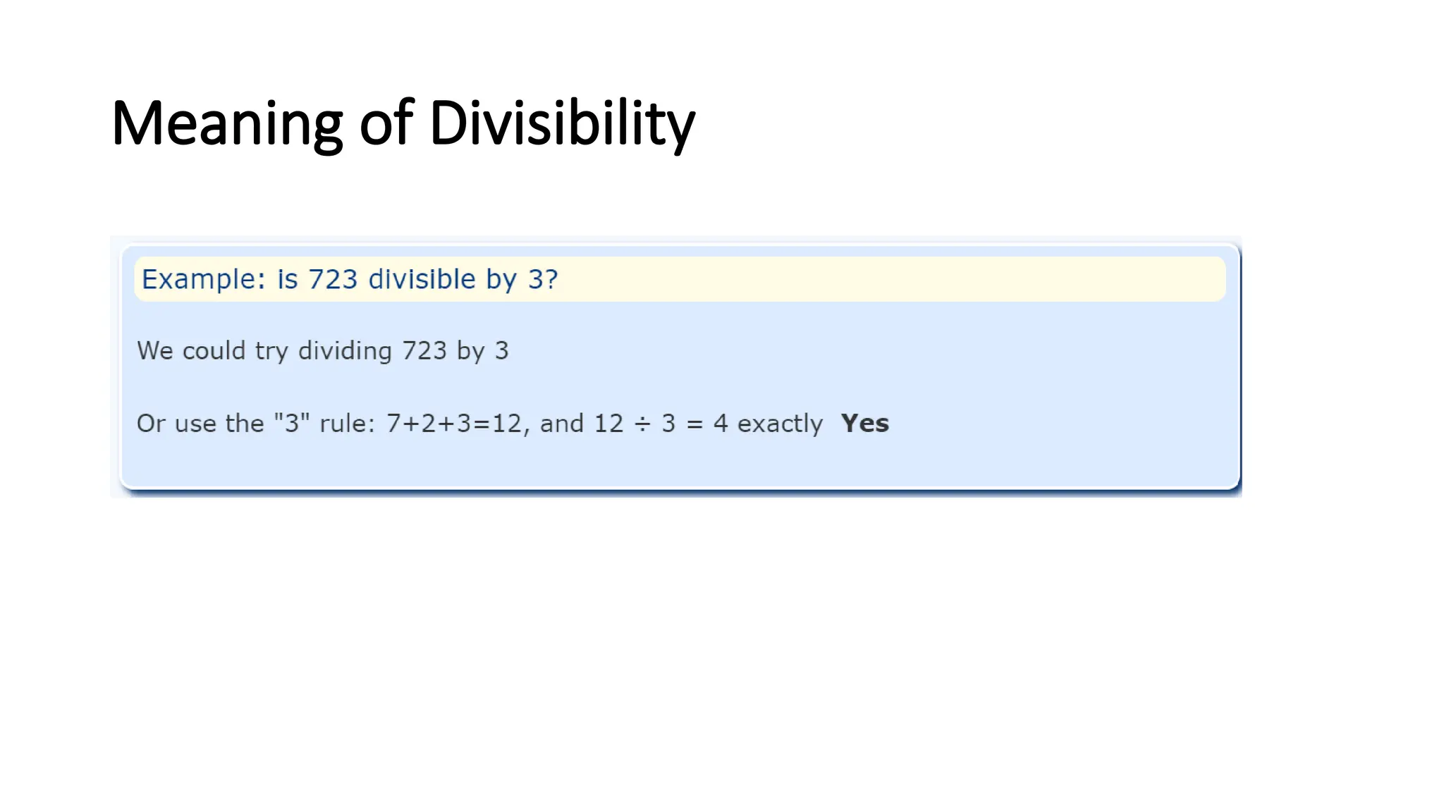 Meaning of Divisibility
 