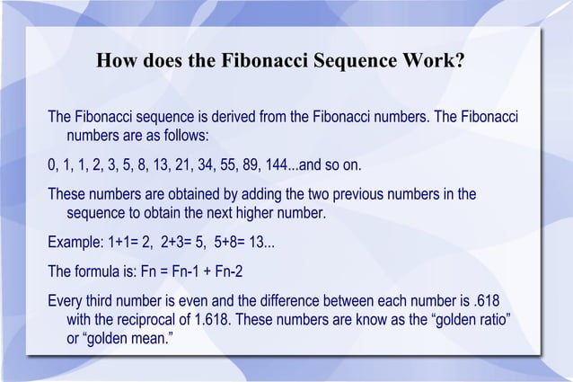 Fibonacci sequence | ODP | Physics | Science