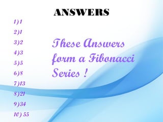 Fibonacci sequence | PPT