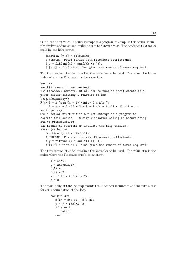 Fibonacci using matlab