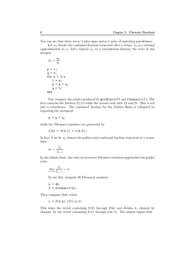 Fibonacci Sequence MATLAB