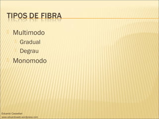  Multimodo
 Gradual
 Degrau
 Monomodo
Eduardo Cassettari
www.eduardoweb.wordpress.com
 