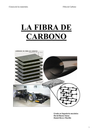 Ciencia de los materiales             Fibra de Carbono




               LA FIBRA DE
                CARBONO




                            Grado en Ingeniería mecánica
                            David Bueno Sáenz
                            Daniel Bravo Murillo



                                                           1
 