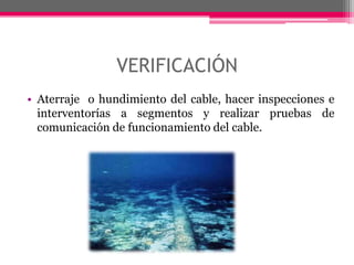 VERIFICACIÓNAterraje  o hundimiento del cable, hacer inspecciones e interventorías a segmentos y realizar pruebas de comunicación de funcionamiento del cable. 