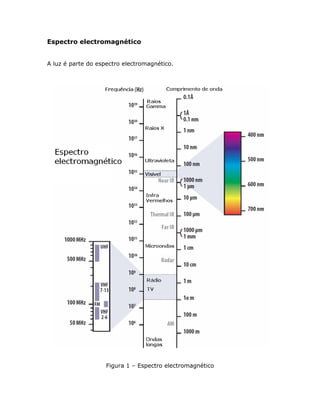 Espectro electromagnético


A luz é parte do espectro electromagnético.




                    Figura 1 – Espectro electromagnético
 