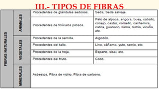 III.- TIPOS DE FIBRAS
 