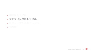 • 接続系トラブル
• ファブリック系トラブル
• パフォーマンス系トラブル
• その他
Brocade FC Switch Operation 2/2 33
 