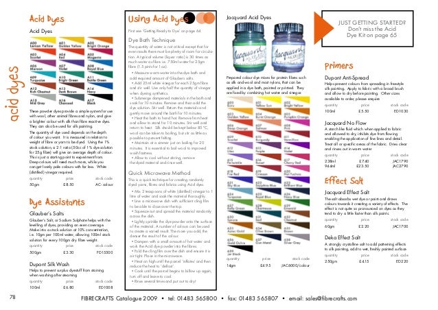 Jacquard Acid Dyes Color Chart