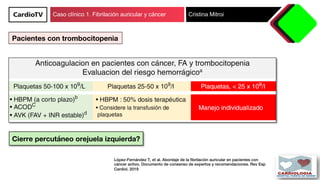 Caso clínico 1. Fibrilación auricular y cáncer Cristina Mitroi
Pacientes con trombocitopenia
López-Fernández T, et al. Abo...