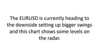 The EURUSD is currently heading to the downside setting up bigger swings and this chart shows some levels on the radar.  