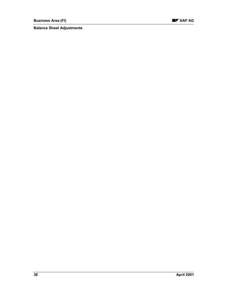 Business Area (FI) SAP AG
Balance Sheet Adjustments
38 April 2001
 