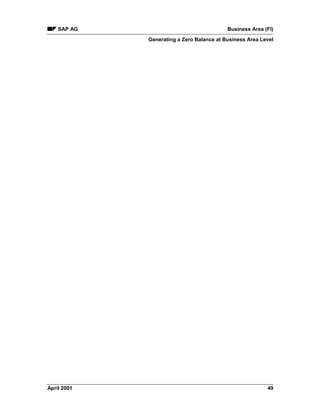 SAP AG Business Area (FI)
Generating a Zero Balance at Business Area Level
April 2001 49
 