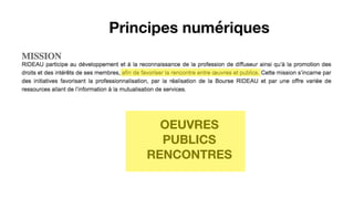 Principes numériques
OEUVRES
PUBLICS
RENCONTRES
 