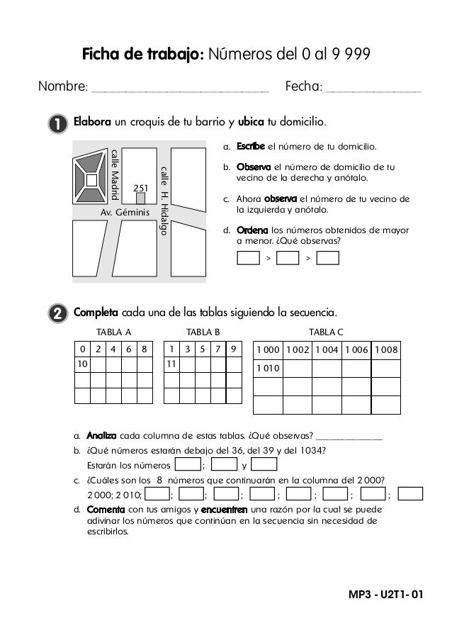Ficha Mate Hasta 9999 Para 3er Grado
