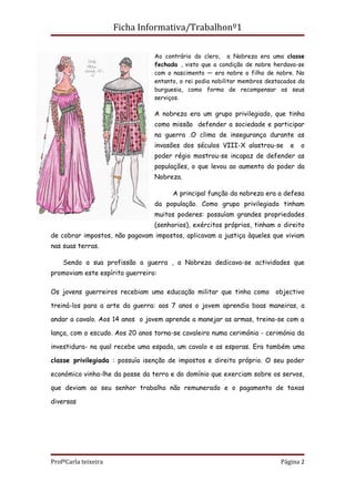 Ficha 1  cultura da catedral- sociedade e cruzadas