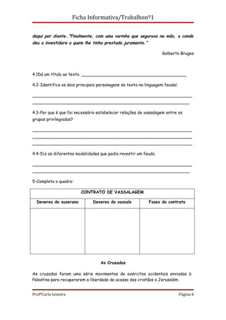 Ficha 1  cultura da catedral- sociedade e cruzadas
