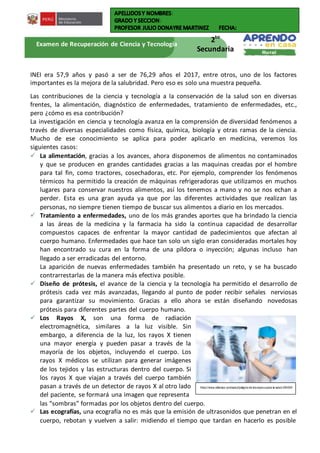Ficha autoaprendizaje ciclo vi ciencia y tecnologia semana 3 | DOCX