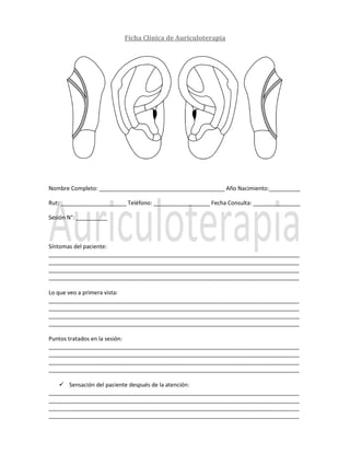 Ficha de Anamnese Auriculoterapia (Bloco 100 folhas)