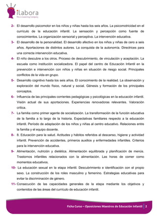Curso oposiciones al cuerpo de maestros de educación infantil | PDF