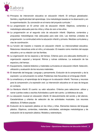 Curso oposiciones al cuerpo de maestros de educación infantil | PDF